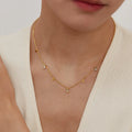 18K Gold Plated Non Fade Simple Geometric Square Zircon Chain Stainless Steel Charm Necklace Ladies Jewelry