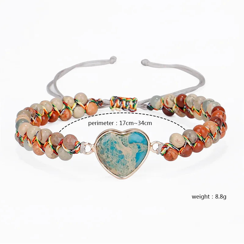 Wholesale Adjustable Small Natural Agalmatolite Stone Heart Healing Crystals Woven Rope Double Layers Beads Yoga Bracelets