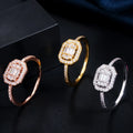 Brilliant White CZ Cubic Zircon 3 Colors Gold Plated Engagement Wedding Sparkle Rings for Women Best Jewelry Gift