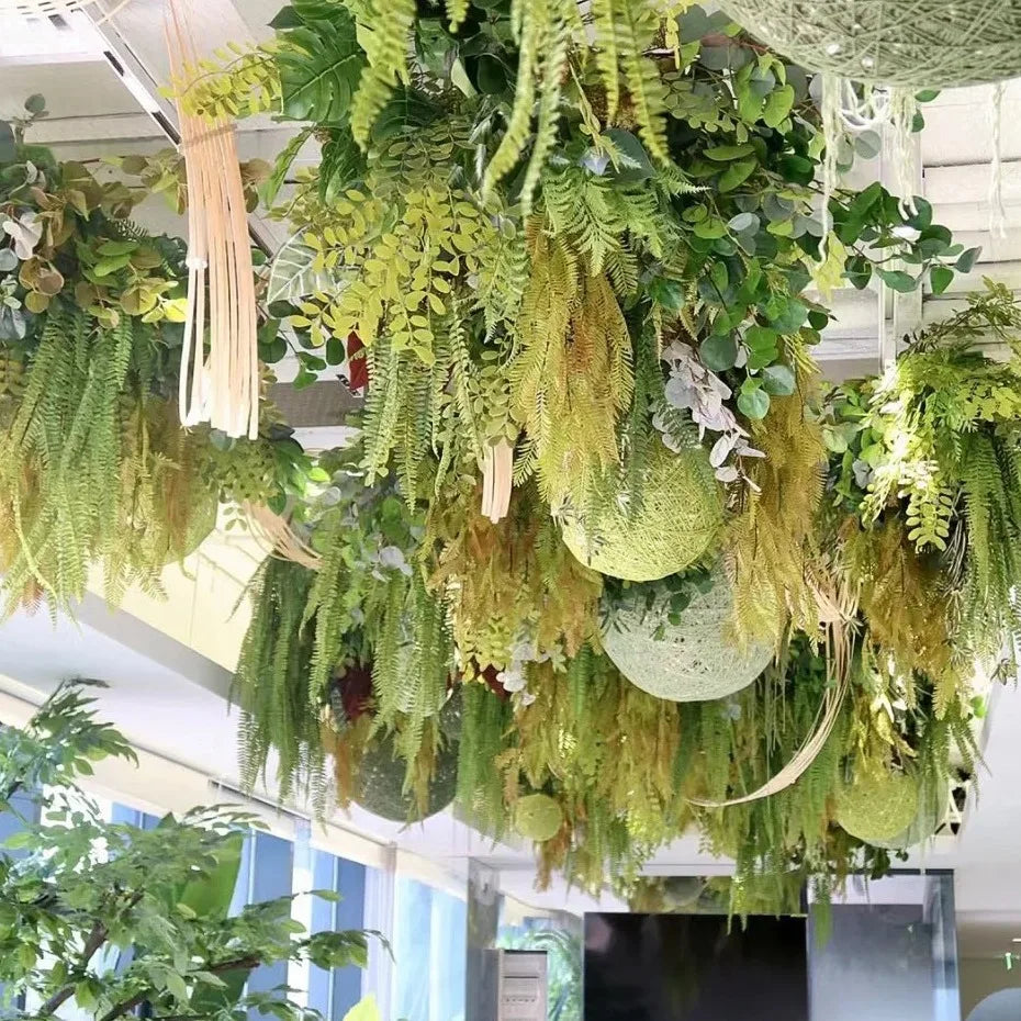 Indoor/Outdoor Artificial Ivy Wall Hanging Decoration PVC Long Willow Fern Faux Flower Indoor/Outdoor Artificial Ivy Plant Wall