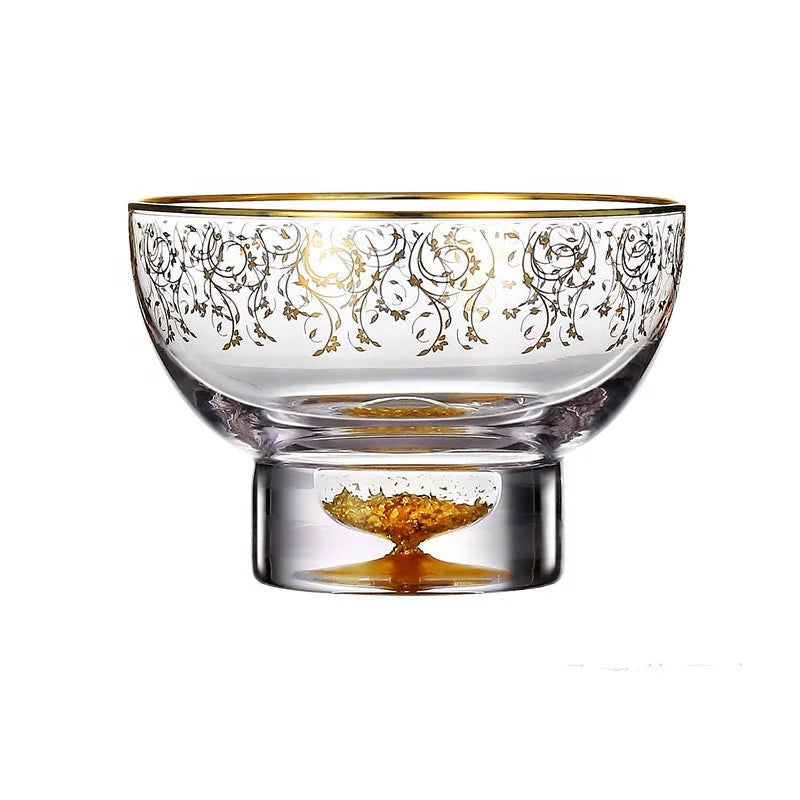 Wholesale Customized Small Decorative Crystal Glass Bowl With Gold Foil Bottom