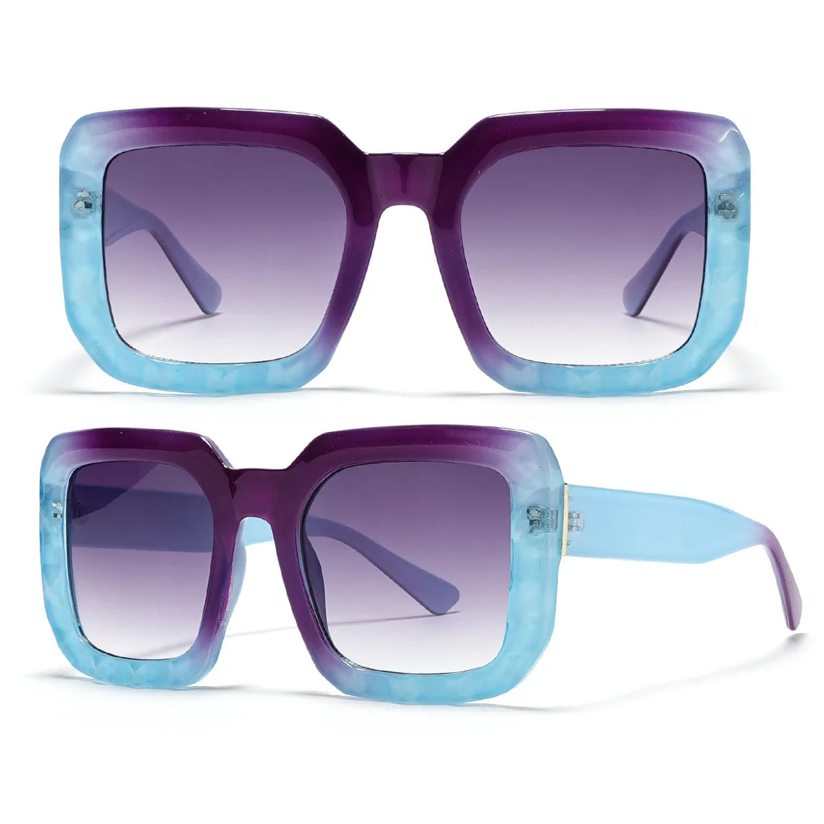 2025 European American Fashion Large Frame Square PC Embossed Sunglasses with Custom Logo Sun Protection Customizable
