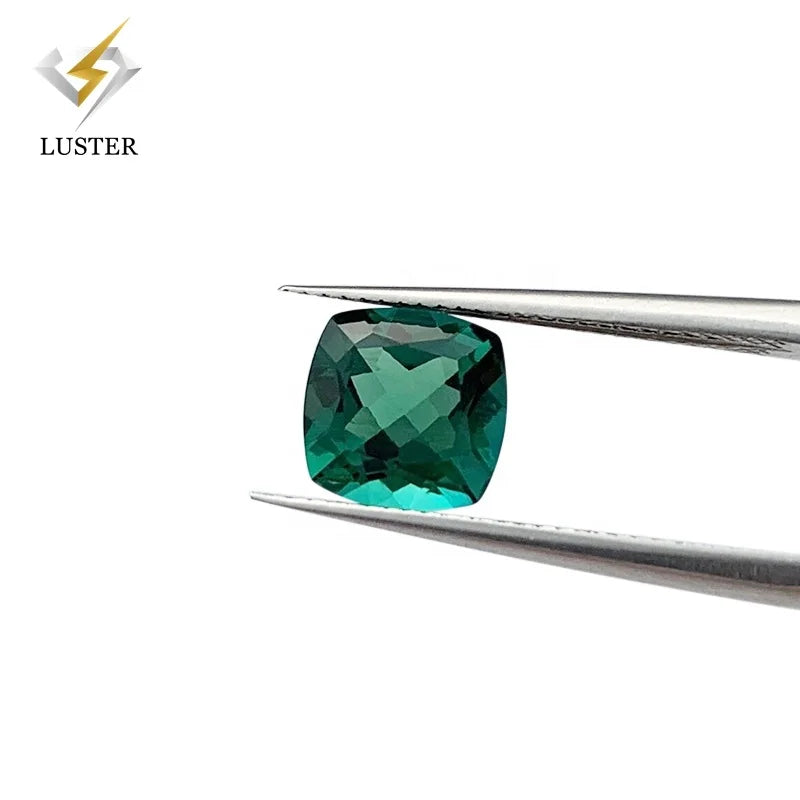 Luster Hydrothermal Loose Gemston Lab Created Emerald Cushion Cut Colombia Green Waxing/Oiling Wholesale Price Per Carat