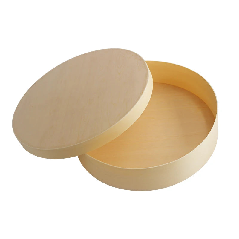 Eco Friendly Disposable Wood Food Packaging Box Wooden Cheese Cake Pastry Salad Food Box Small Round Pizza Boxes