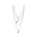 White Multilayer Handmade Simulated Pearl Beaded Stacked Necklace for Women Trendy Alloy Chains Heart Charms for Evening Parties