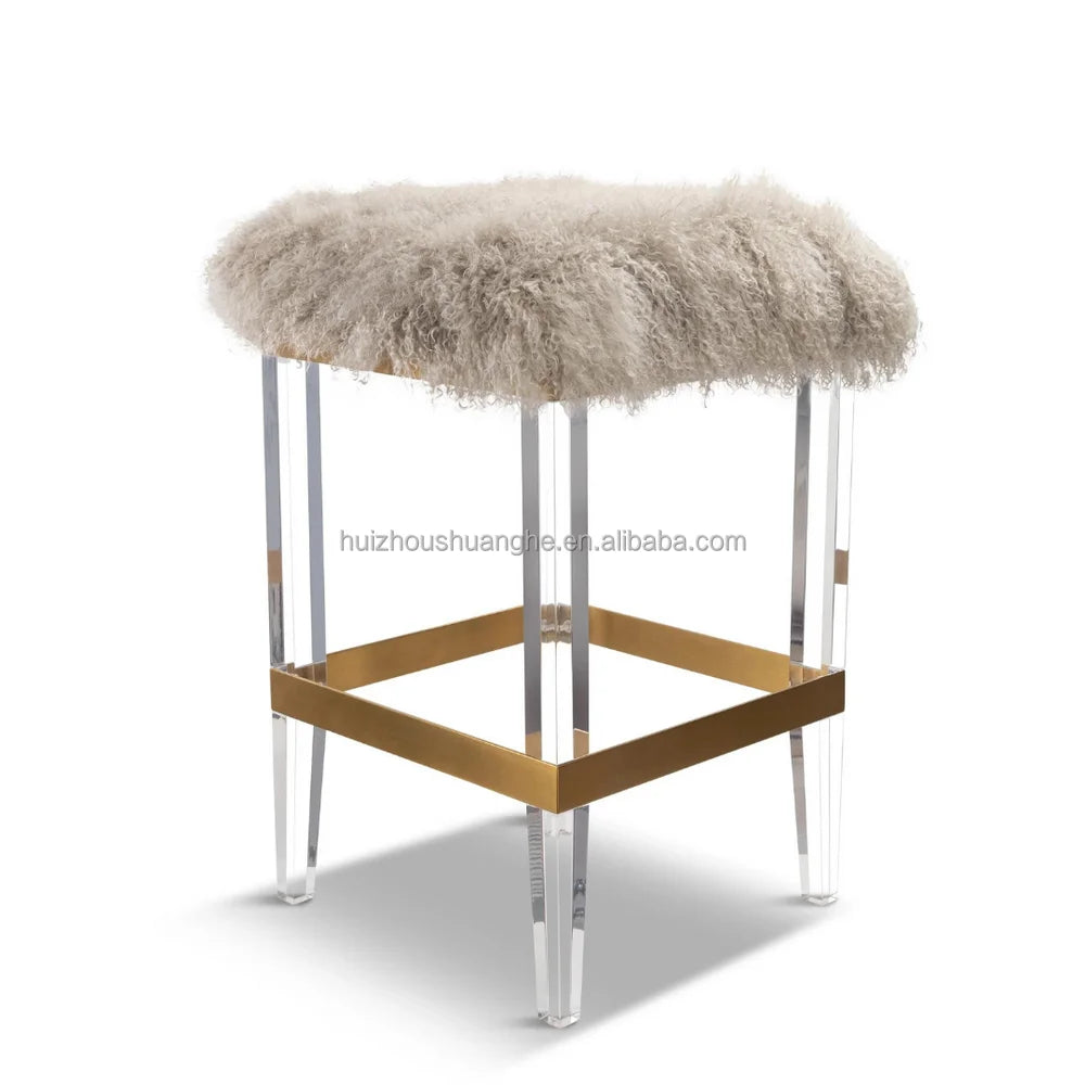 Luxury Hotel Bar Chair Restaurant Bar Stool Stainless Steel Counter Stools Acrylic Bar Stools for Kitchen