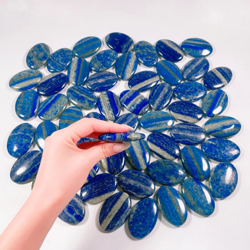 Hongzhuo Hot Selling Natural Spiritual Healing Crystal Crafts Lapis Lazuli Oval Palm Stone for Souvenir
