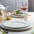Shengjing Wholesale Creative White Grid Ceramic Porcelain Assiette Eco-Friendly Flat Plate for Marriage or Restaurant Use