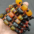 Healing Stone Natural Tibetan Dzi Agates Bracelet for Women Men Grey Green Agat Charm Ruyi Dragon Three Eye Dzi Beads Bracelet