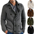 Casual Mens Sweater Cardigan Autumn Lapel Single Breasted Slim Vintage Long Sleeve Knitted Jacket Male