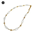 Simple Fashion Jewelry Freshwater Pearl Ring Design Women's Party Gift Gold-plated Necklace
