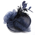 VintageWomen Feather Headband Wedding Party Church Bridal Hat Flower Headdress Large Mesh Elegant Feather Hair Accessories