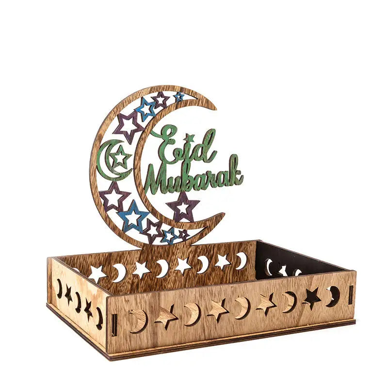 2023 Wholesale Wooden Eid Mubarak Ramadan Serving Tray Muslim Islamic Party Supplies Eid Mubarak Ramadan Kareem Decorations