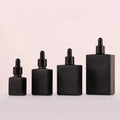 In Stock Black Frosted Flat Square Essential Oil Bottles 15ml/30ml/50ml/100ml PP Collar Skin Care Serum