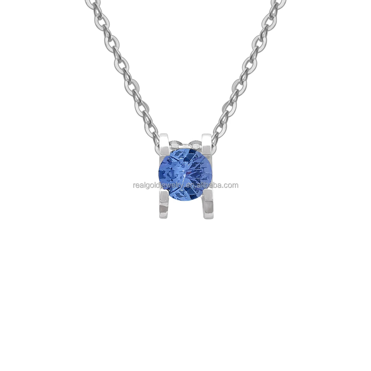 Pretty Engagement Gift Jewelry 18K Au750 Solid Gold Necklaces Gemstone Sapphire Necklaces Yellow Gold Fine Jewelry for Women