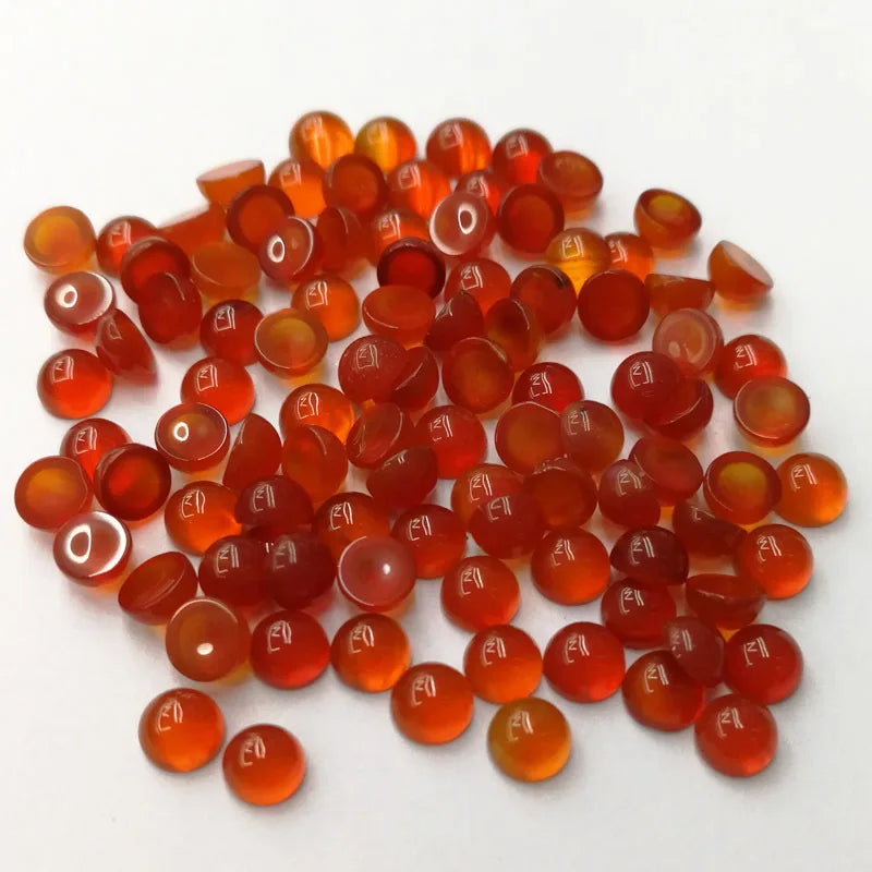 Huiying New Oval Flat 4mm Natural Crystals Red Agate Round Shape Cabochon Stone Price For Jewelry Making Crafts