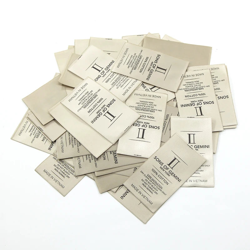 Size Tag Breathable Woven Logo Custom Neck Clothing Size Label Garment Fabric Label Cotton Fiber Labels for Clothing