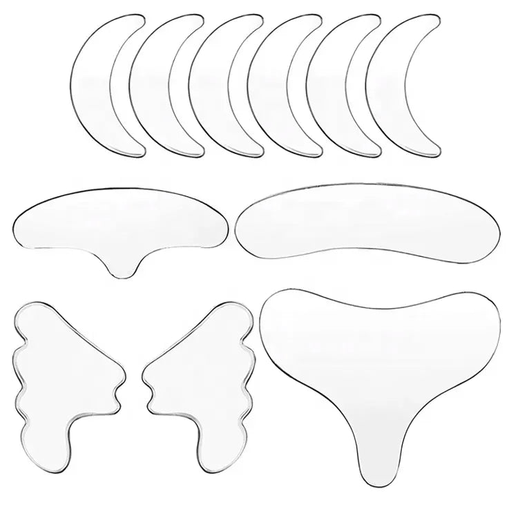 Self Adhesive Decollete Pad Medical Grade Silicone Reusable Anti Wrinkles Forehead Eye Neck Cheek Chest Pads for Anti Aging