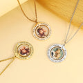QIUHAN OEM Stainless Steel Laser Lettering Birthday Stone Photo Pendant Custom Name Necklace