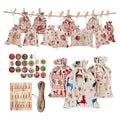 24Pcs Factory Christmas Gift Bags Calendar Countdown Cotton Bag Candy Storage Pouch DIY Advent Calendar Reusable Eco-Friendly