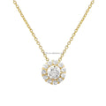 18K Real Yellow Gold Lab Grown Diamond Classic Round Pedant Necklace Engagement Wedding Party Fashion Design Jewelry for Women