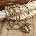 New Arrival Fashion Bohemian Jewelry Alloy Golden Plated Unique 4mm Beads  Knotted Heart Pendant Necklaces