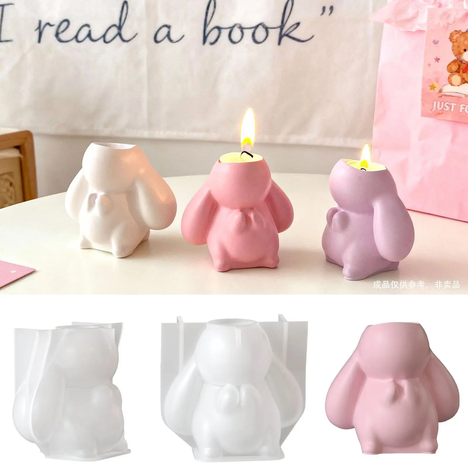 Plaster Easter Bunny Scented Candle Cup Silicone Mold DIY Bunny Flower Pot Mold Home Decor