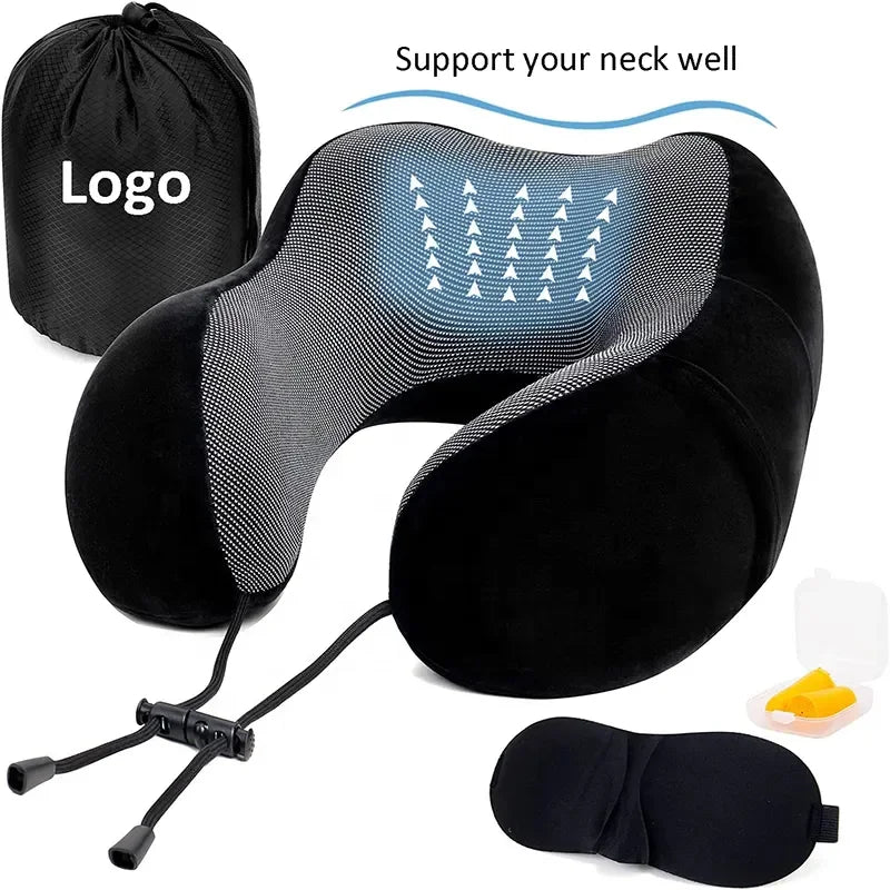 Professional New Memory Foam Manufacturer Wholesale OEM Portable Travel Neck Pillow for Airplane