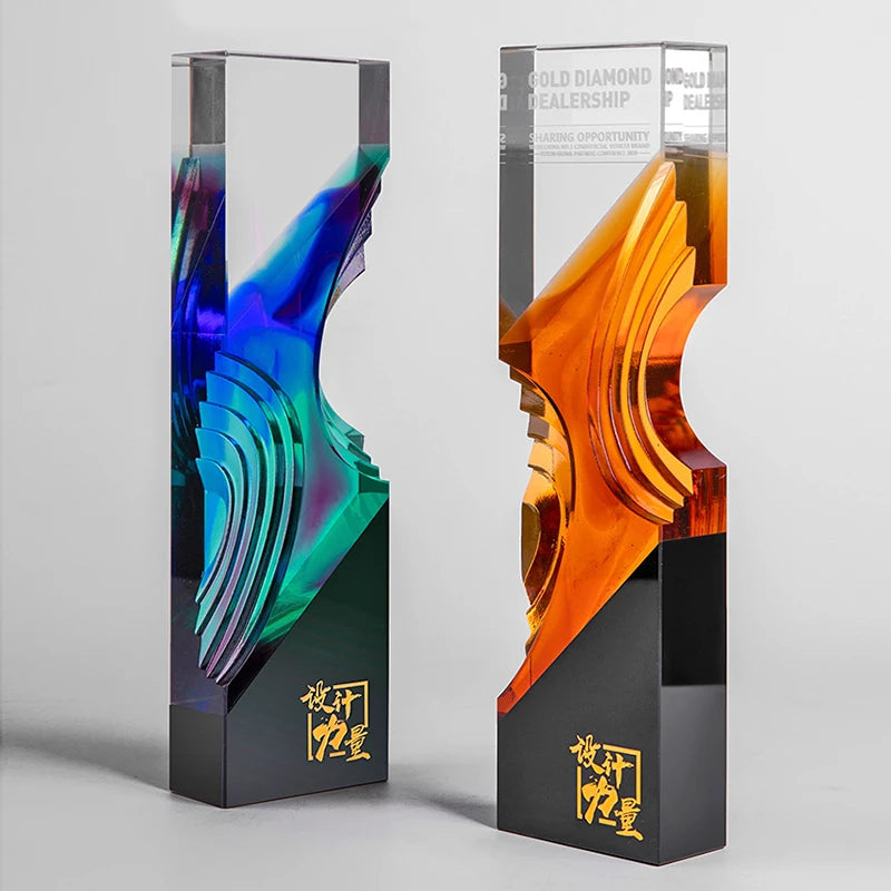 High-End Patent UV Printed Crystal Award Annual Celebration Commemorative Charity Event Laser Printed Crystal Sports Trophy