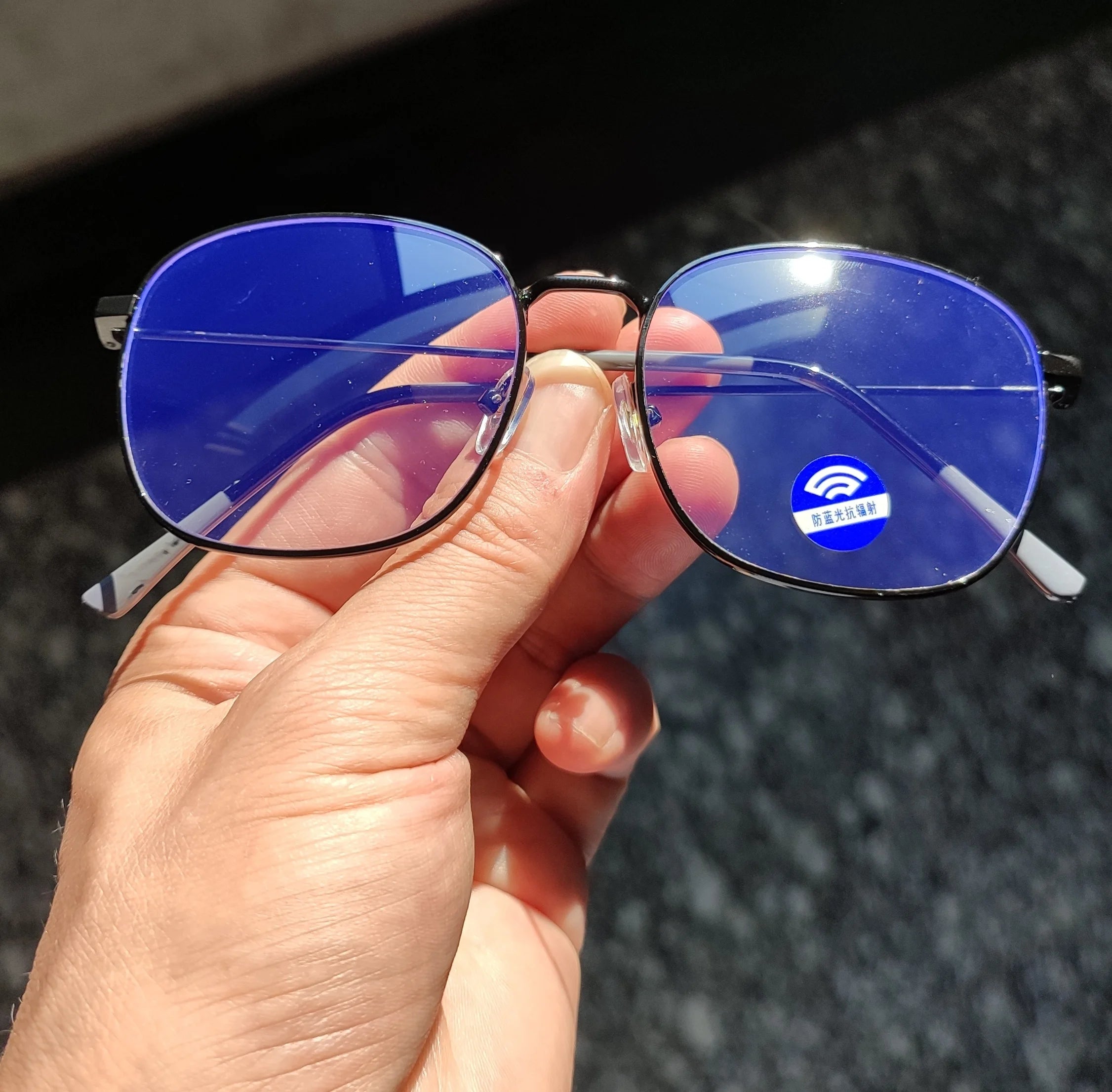 Wholesale LiER IA342AWL Custom Logo Fashionable Rectangle Optical Frames Diamond Face Men Women Comfortable Silicone Pad Blue