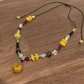 Etsy Hotsale Women's Ethnic Yellow Agate Charm Shot Necklace Natural Semi-Precious Stone Bead Necklace for Wedding Party Gifts