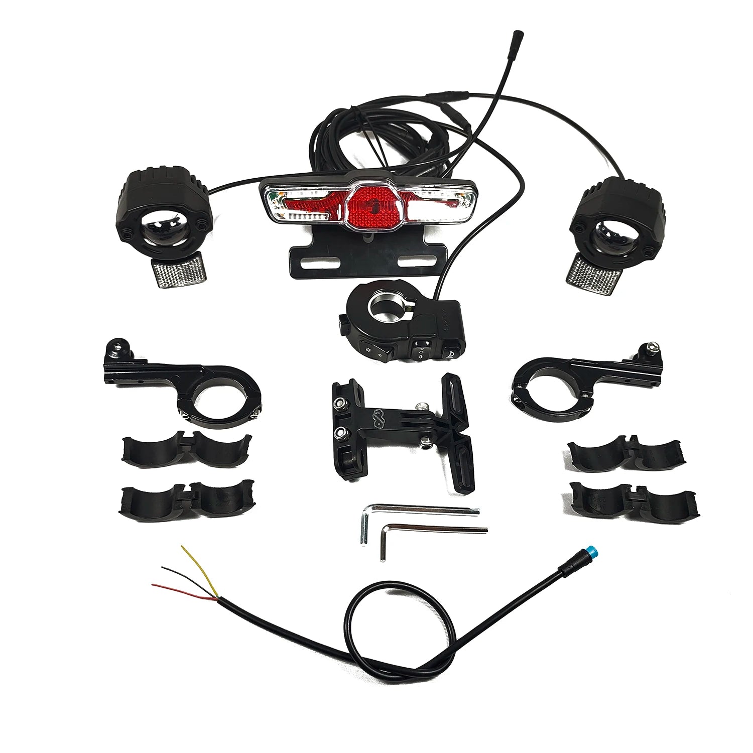 Waterproof Cable Ebike Light Kit Sets 9W Headlights Horn Rear Turn Signals Brake Running License Plate Lights Customized Version