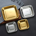 Wholesale Korean 304 Stainless Steel Square Dinner Plates Eco-Friendly Silver Gold Source Dessert Dishes for Party Bar