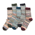 Autumn Warm Diamond Retro Ethnic Style 5 Pairs Thick Knitted Rabbit Wool Casual Socks for Men Free Size