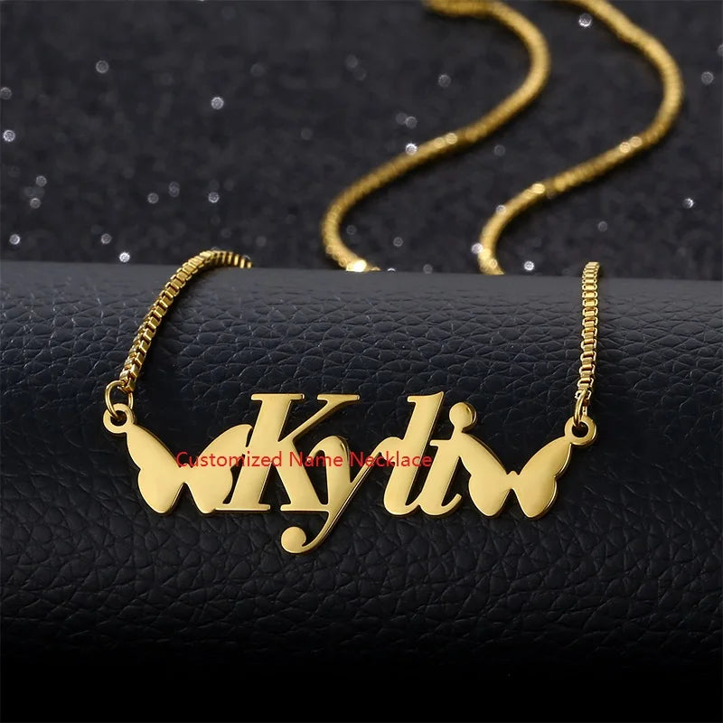 Creative DIY Stainless Steel Pendant Necklace Women Fashionable Hollowed Out Letters Necklace New Cross Border Cut Name Jewelry