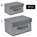 Corrugated Striped Fabric With Cover Large Capacity Foldable Square Sundries Clothing Storage Box