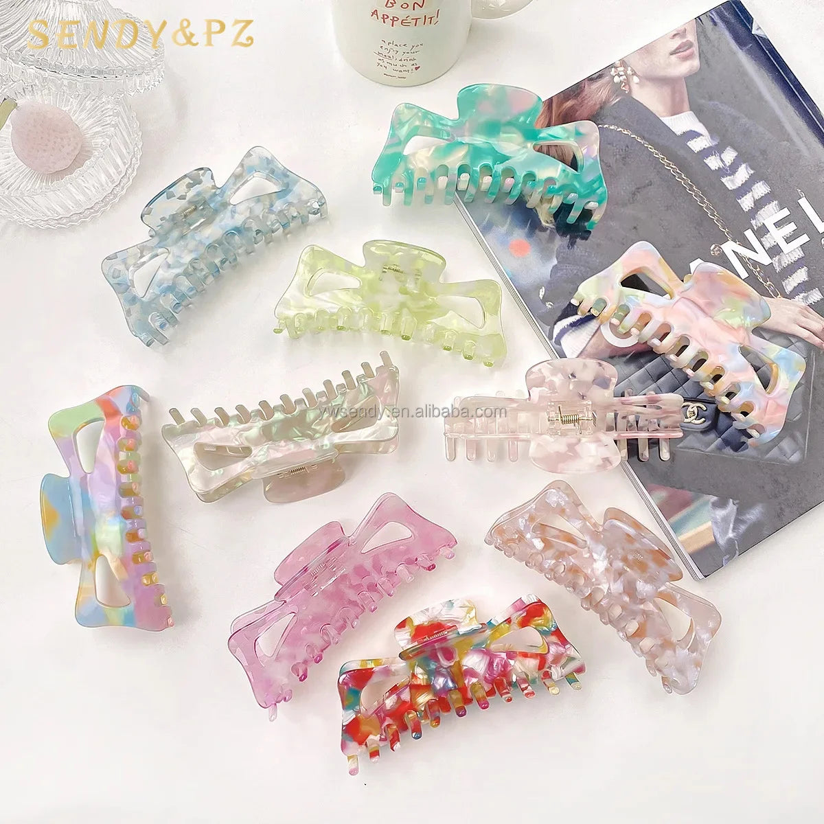 Korean Fashion Simple Hair Accessories Extra Large 13cm Acetate Hair Claw High Grade Geometric Women Claw Clips