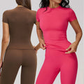YIYI Short Sleeves Crew Neck Long Outdoor T-shirts Girls Quick Dry High Stretchy Tights Gym Tops T Shirt High Quality Women