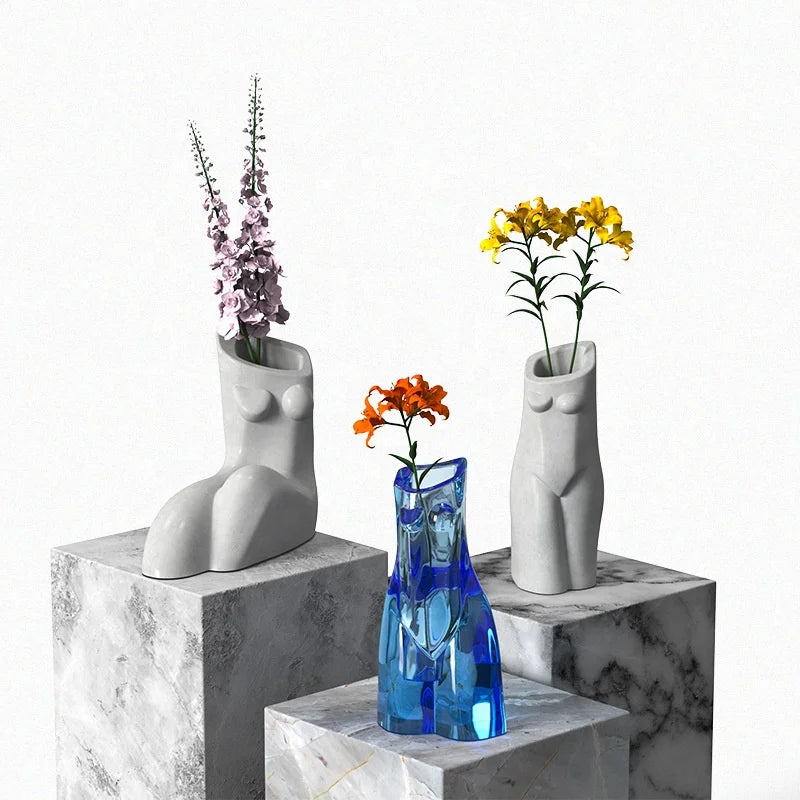 B-5526 3D Human Body Vase Silicone Mold Crystal Glue Epoxy Resin Mold Cement Gypsum Flower Vase Making Material Home Decor