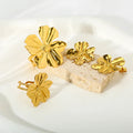 Bohemia Style 18K Gold Plated Stainless Steel Sunflower Dainty Cocktail Ring Open Women Jewelry Set N&X Gift
