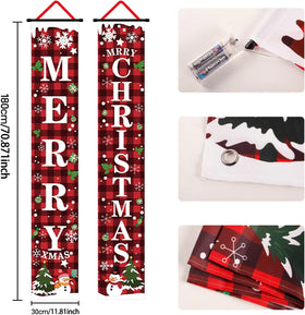 Light Front Porch Red Sign Xmas Decorations Welcome Joy Christmas Door Hanging Banner Flag Merry Christmas Banners