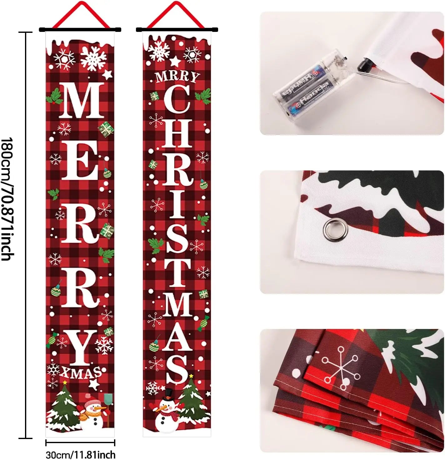 Light Front Porch Red Sign Xmas Decorations Welcome Joy Christmas Door Hanging Banner Flag Merry Christmas Banners