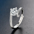 2025 Luxury Silver Color Adjustable Eternity Promise Wedding Engagement Bling Zircon Sample Engagement Rings for Women