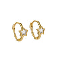 Vintage 925 Sterling Silver Star Cubic Zirconia CZ Earrings Small Simple Hoops for Women Girls Fine Jewelry Wholesale