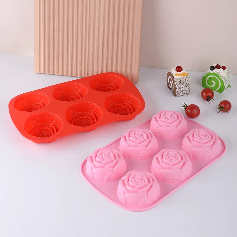 Rose Shape Silicon Mold Wholesale Flower Candle Mold Food Safety Grade Silicone Rose Cake Mold for Making Cake