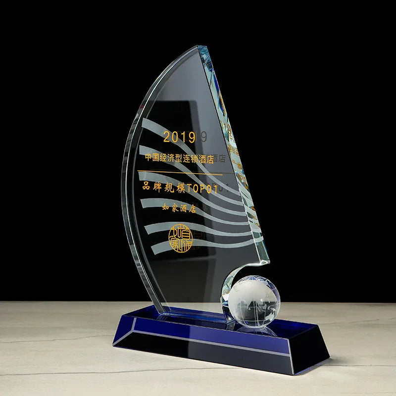 ADL Classic K9 Crystal Trophy Sports Sailboat Events Trophy Awards Souvenirs Annual Meeting Awards Sailing Crystal Trophy