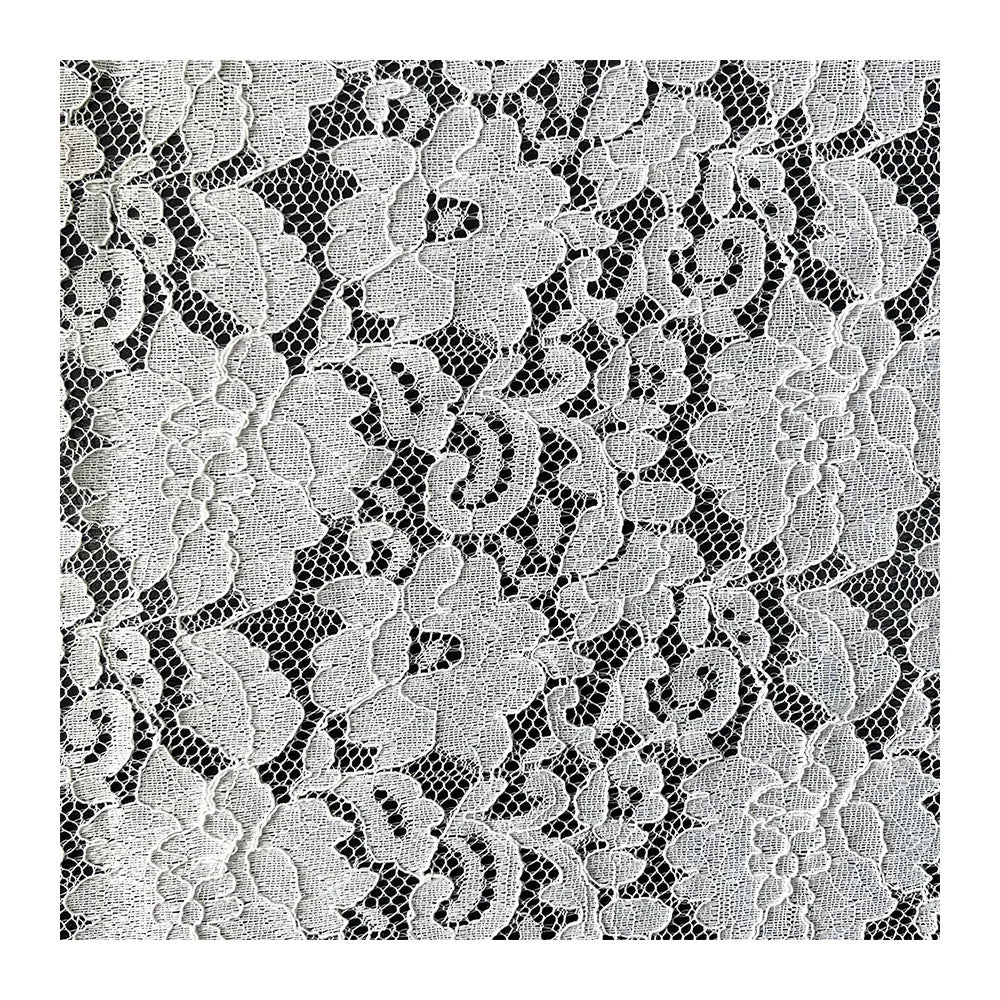Factory Supply White Eyelet Hollow Out Lace Fabric Guipure Bridal Wedding Embroidered Tulle Dress Fabric French Eyelash Lace
