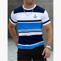 Striped Style Men's T-Shirts Color Block Fashion Logo Custom Color 2PCS Low Price Wholesale