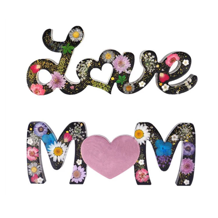 YS DIY Mother's Day Love Mother English Letter Resin Mold Holiday Love Mirror Silicone Candle MOM LOVE Decoration Making Tools