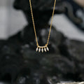Creative 14K Gold Plated Pure 925 Sterling Silver Clavicle Chain Geometric Shiny 5 Zircon Pendant Necklace for Women Jewelry